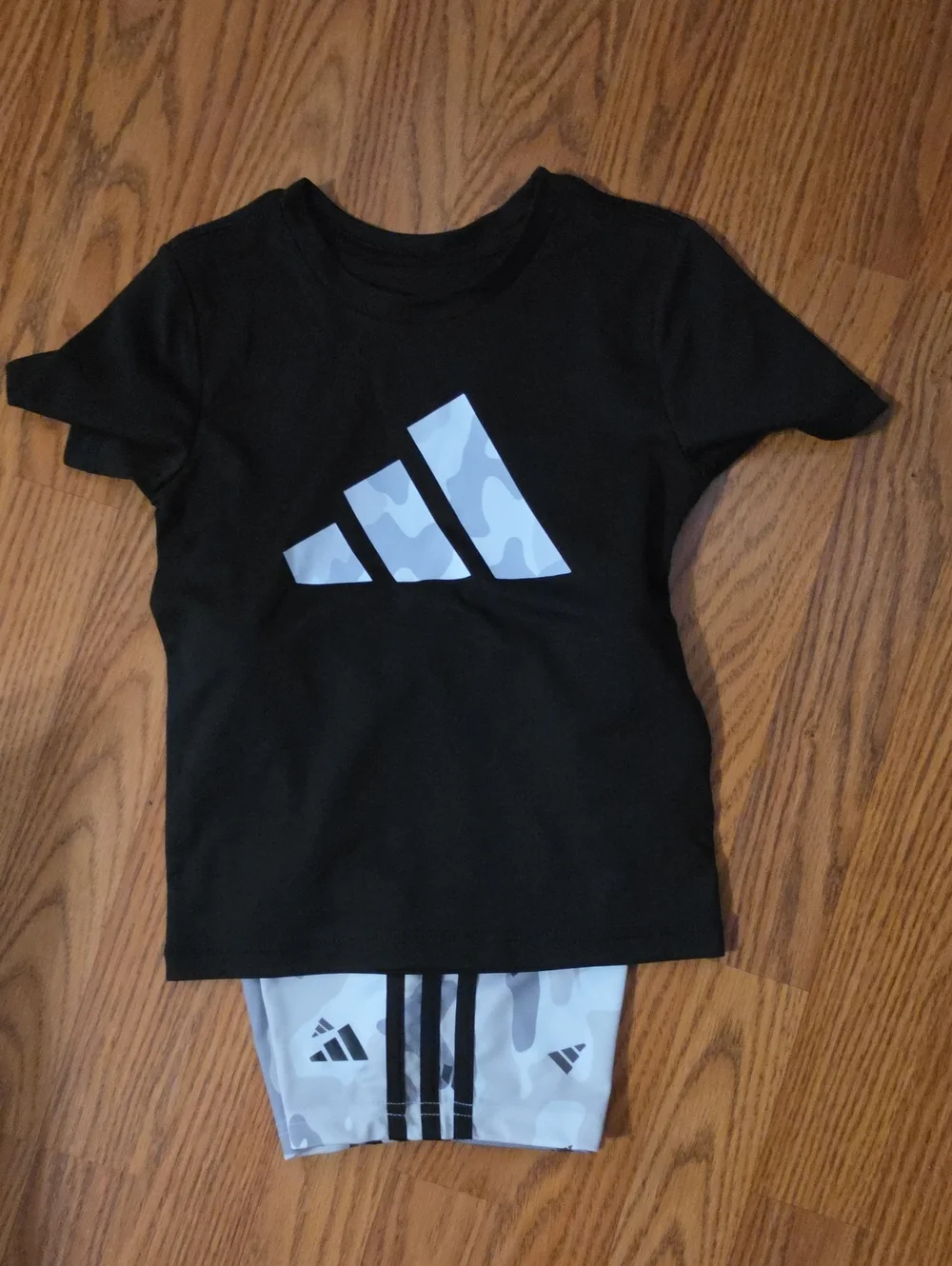 adidas Black Tee with Light Gray Camo Logo